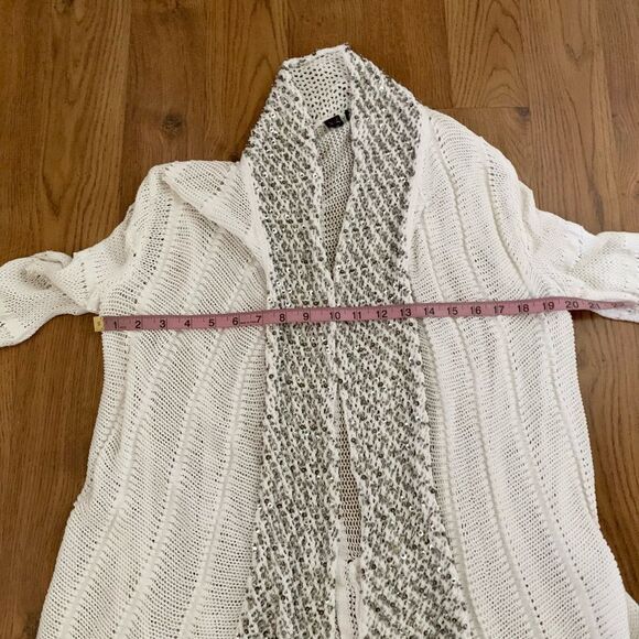White Open Crocheted Beads Cardigan Sweater - Picture 11 of 15
